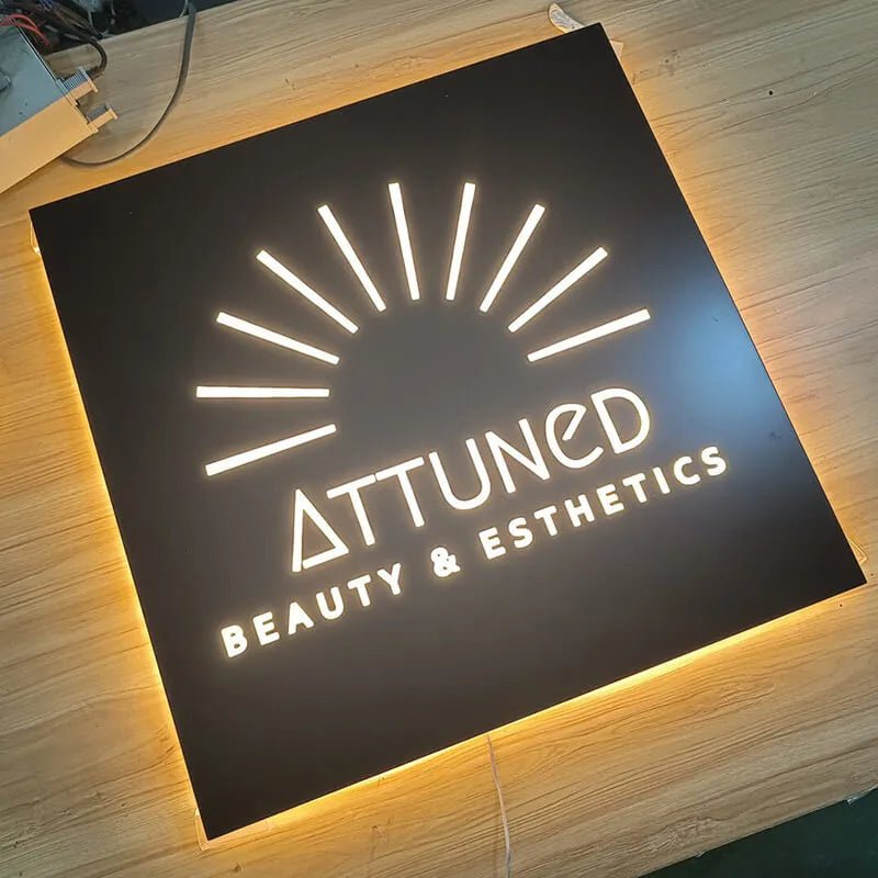 3D LED Blade Light Box - Stainless Steel Metal Cubic Sign, Illuminated Wall Art for Wedding Reception, Bar, Birthday Gift