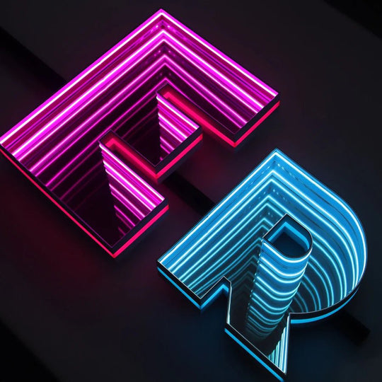 3D LED infinity mirror sign with custom logo for businesses