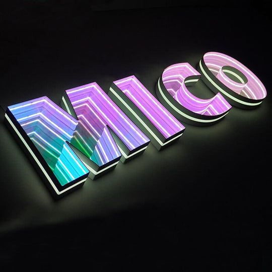 3D infinity mirror LED sign for real estate agency branding