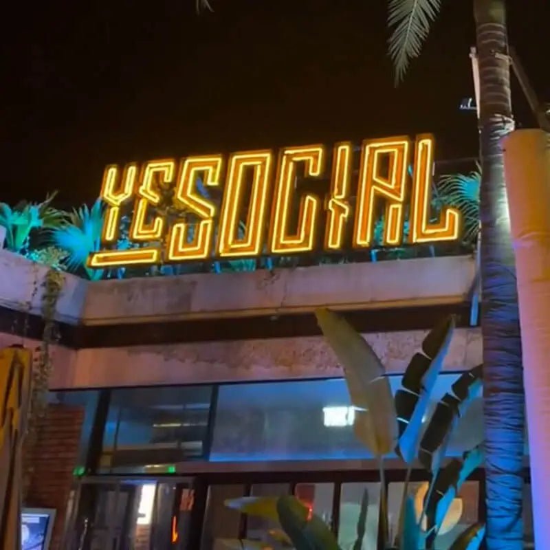 Animated scrolling marquee neon letters sign