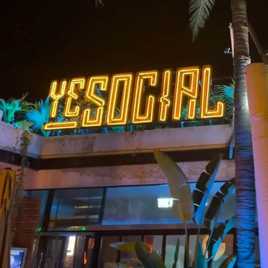 Animated scrolling marquee neon letters sign
