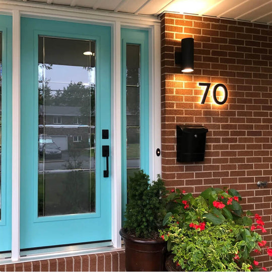 Sleek Metal Illuminated Numbers Contemporary LED House Numbers for Clear Address Visibility