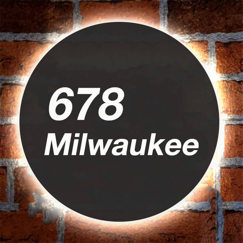 Building Address Numbers with LED Lights LED lights to back light the house numbers at night Hanging Signs Illuminated Signs Address Signs