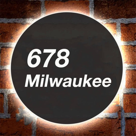 Building Address Numbers with LED Lights LED lights to back light the house numbers at night Hanging Signs Illuminated Signs Address Signs