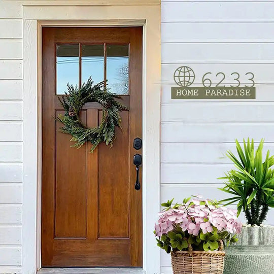 Rustic backlit house numbers with wrought iron look frame door number signs with solar light