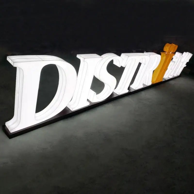 Clear acrylic illuminated letters for logos