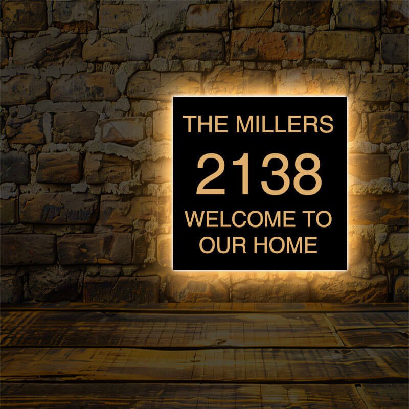 Custom Illuminated Address Signs Backlit &  solar house numbers and backlit LED options stylish illuminated address signs enhance your home's curb appeal