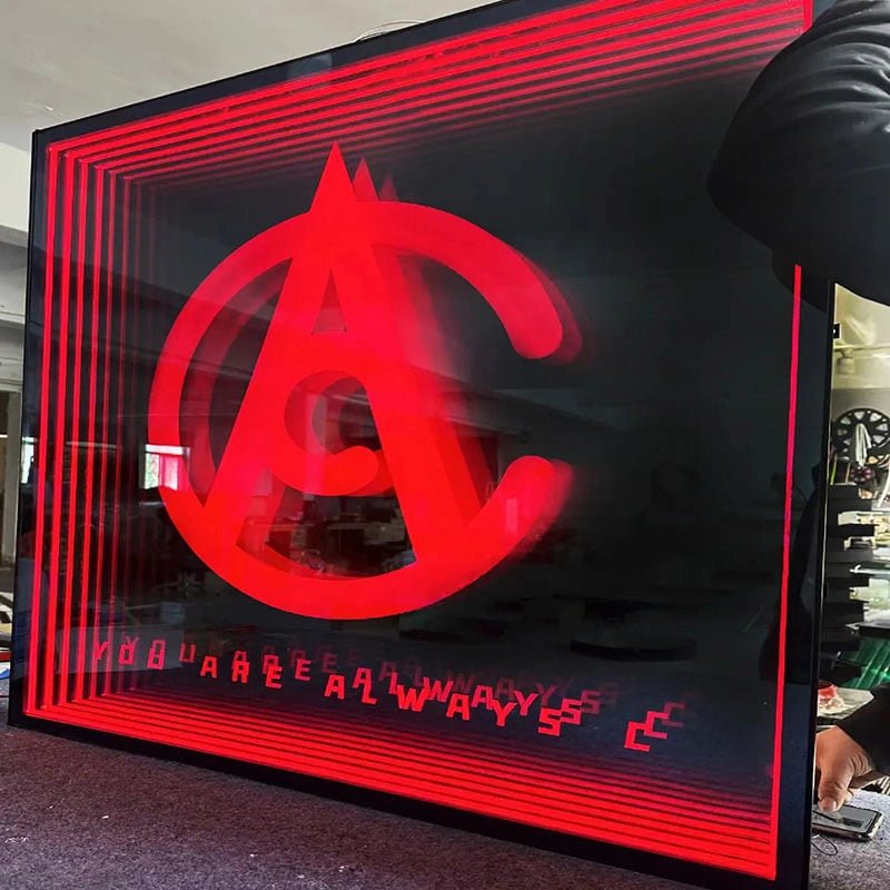 Custom Light Up Letters - Infinity Mirror LED Sign Box, 3D Neon Name Display for Wall Decor, Wedding, Anniversary Present