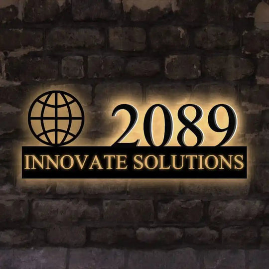 Custom LED Illuminated Office Door Sign with Business Name & Logo