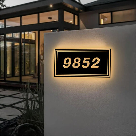 Custom illuminated house number sign for front door hotel room number