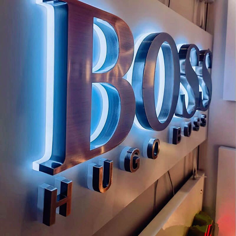 Energy-efficient backlit lobby signage with custom designs and logos