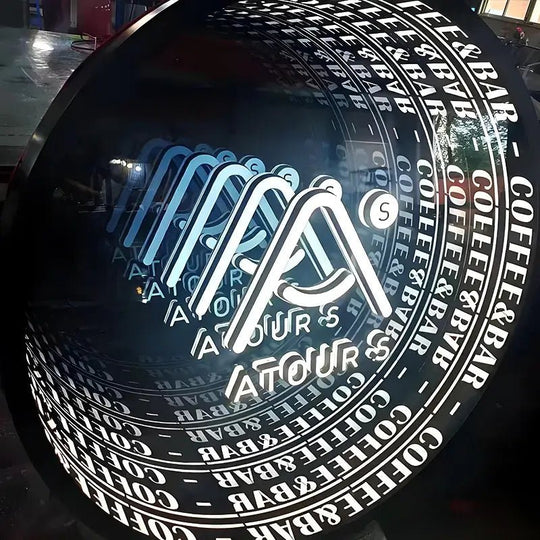 Eye-catching infinity mirror light box sign for retail displays