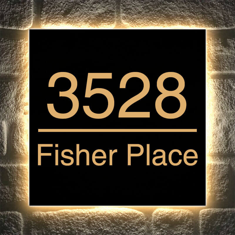 Illuminated House Number Signs Custom LED Backlit House Number Sign Modern solar address wall plaque 12+ lighting