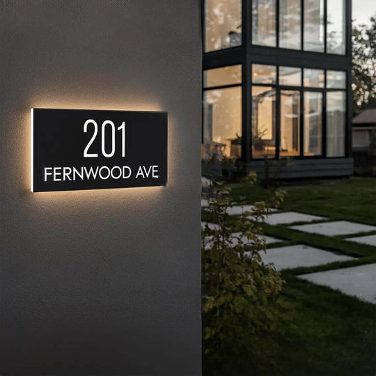 Illuminated address plaque with changeable numbers lighted house number signs