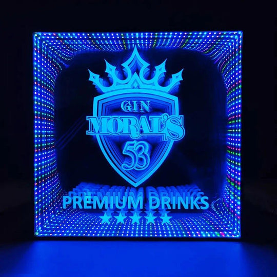 Infinity Mirror Business Name - LED Light Up Sign Box, 3D Illuminated Storefront Decor for Shops, Offices, Retail Gift Idea