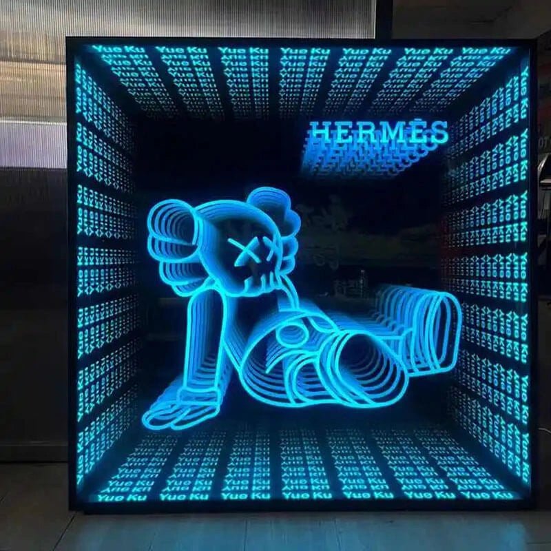 Infinity Mirror Room Sign - Personalized LED Neon Name Plate, 3D Glowing Decor for Bedroom, Living Room, Special Occasion Gift