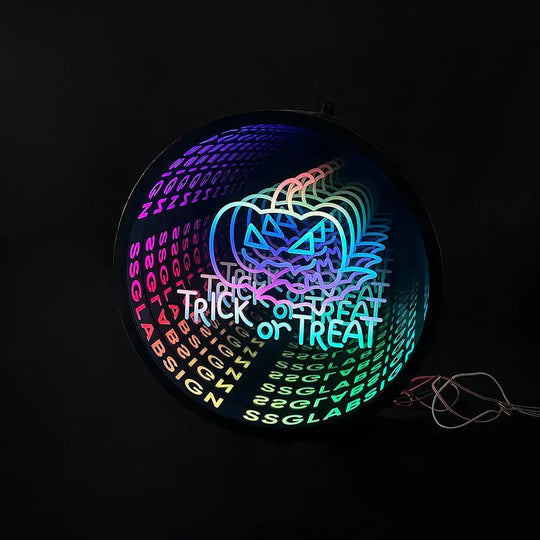Infinity mirror light box sign for professional photography use