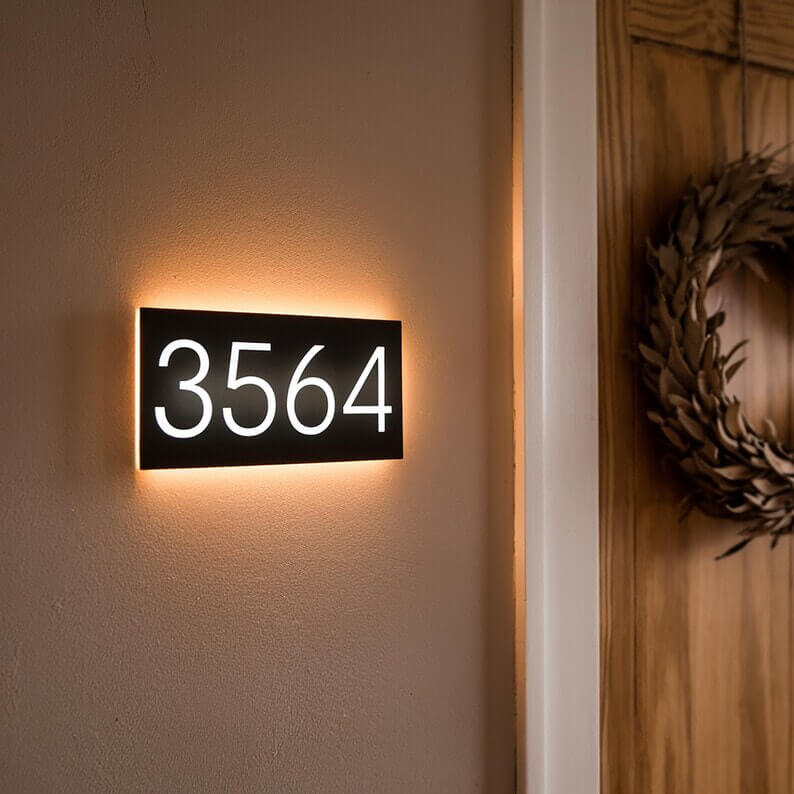 LED Backlit Floating Modern House Numbers