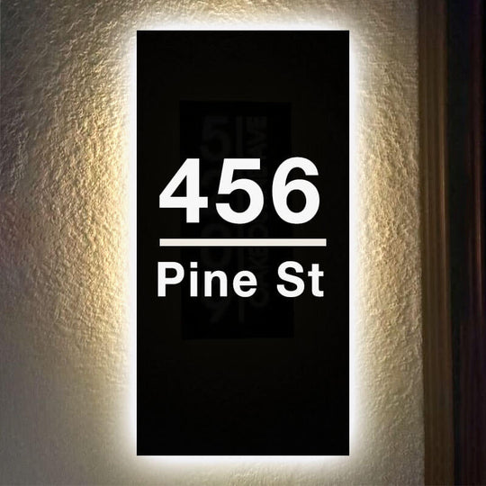 LED Backlit Modern Lighted House Address Numbers LED Illuminated House Numbers