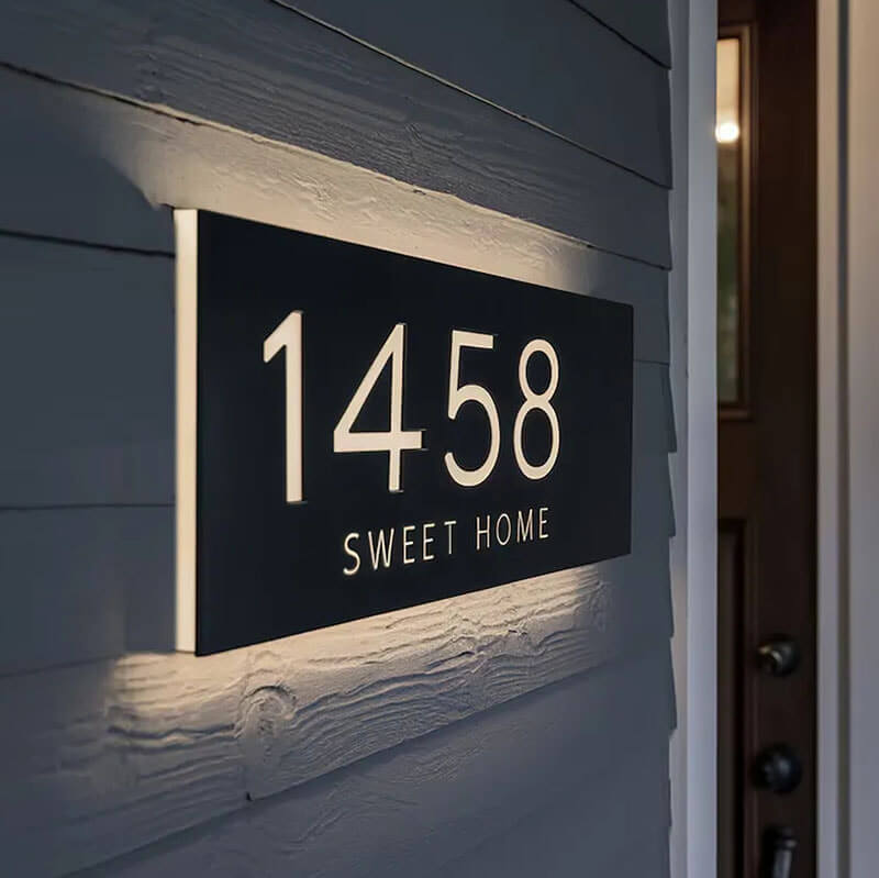 LED House Number Contemporary illuminated house number sign for modern homes