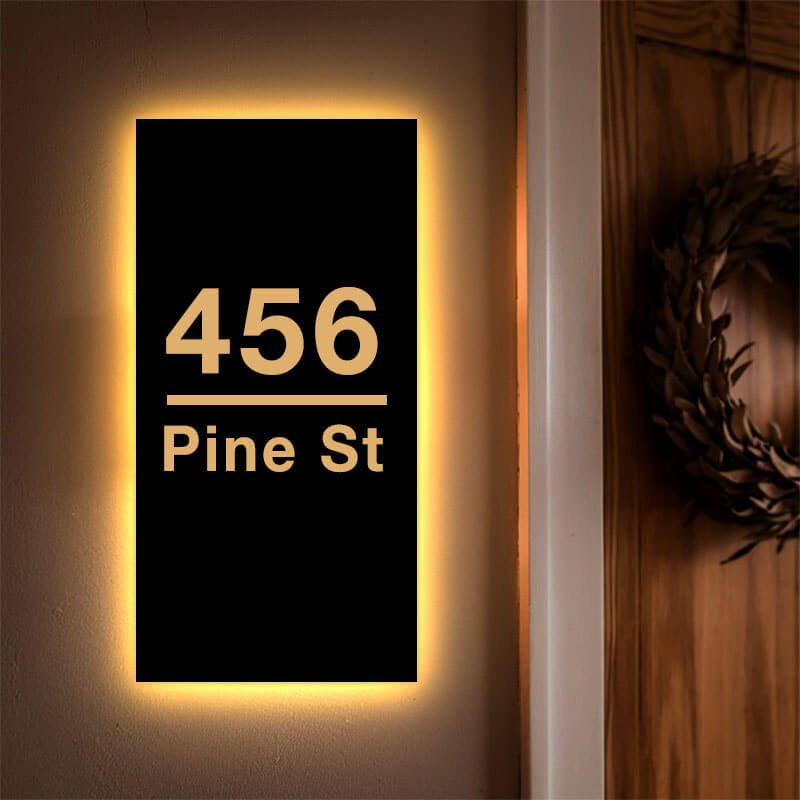 Solar LED House Numbers - Weatherproof Backlit Sign - Out Door Lighted
