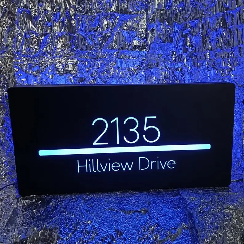 LED backlit house numbers Modern LED House Number customizable illuminated address number sign