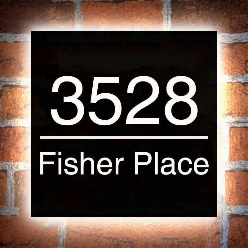 Large square address Plaque for LED Backlit Numbers illuminated door numbers
