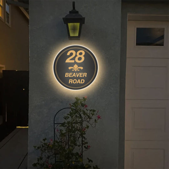 Lighted Home Address Signs Lighted address numbers outdoor, solar powered illuminated LED address plaque for outside, yard, street, house.