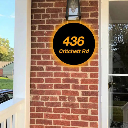 Personalized Solar Address Sign Round House Lighted Outside Number House Waterproof Address Plaque for Home Street Yard Garden hardware house numbers