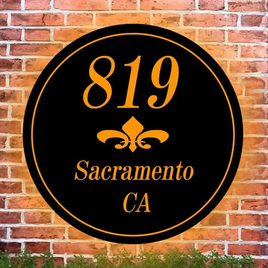 craftsman style house numbers  Led Light Box round Plaque
