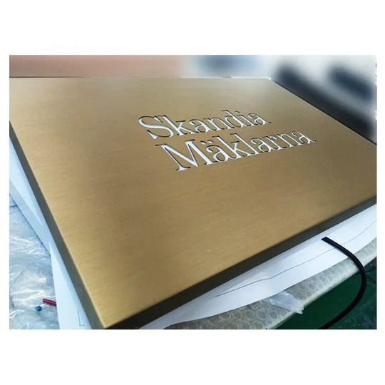 Metal Blade Cubic Light Box - 3D LED Illuminated Stainless Steel Sign, Modern Wall Decor for Home, Bar, Wedding Gift