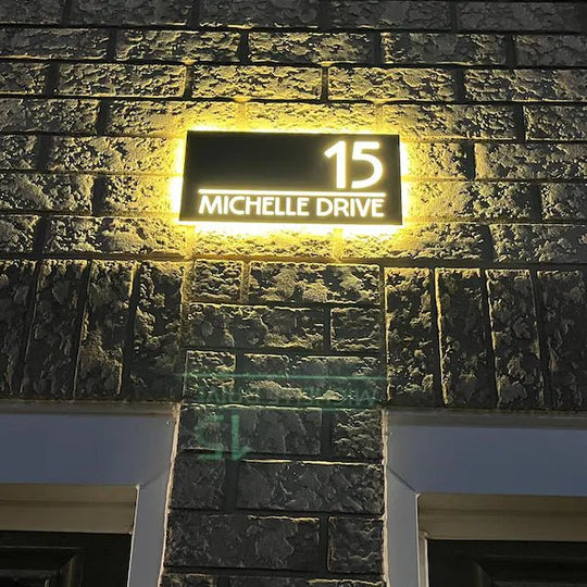 Metal Address Plaque Signs Lighted
