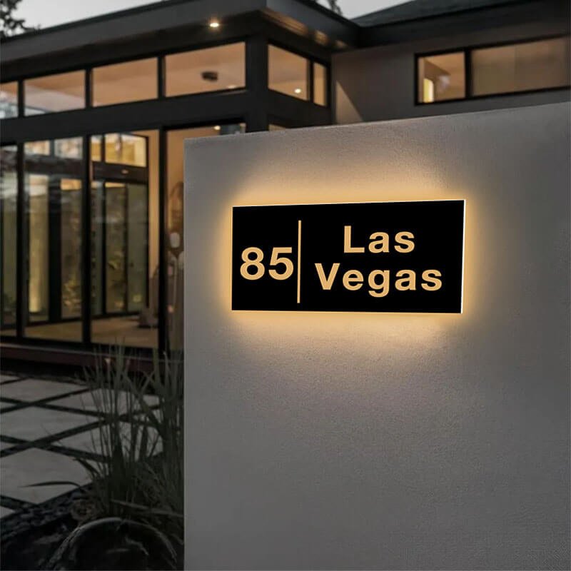 Metal Address Plaque Signs Lighted Plaque Number Signs large house numbers