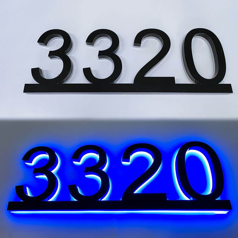 Modern address signs with app-controlled RGB lighting