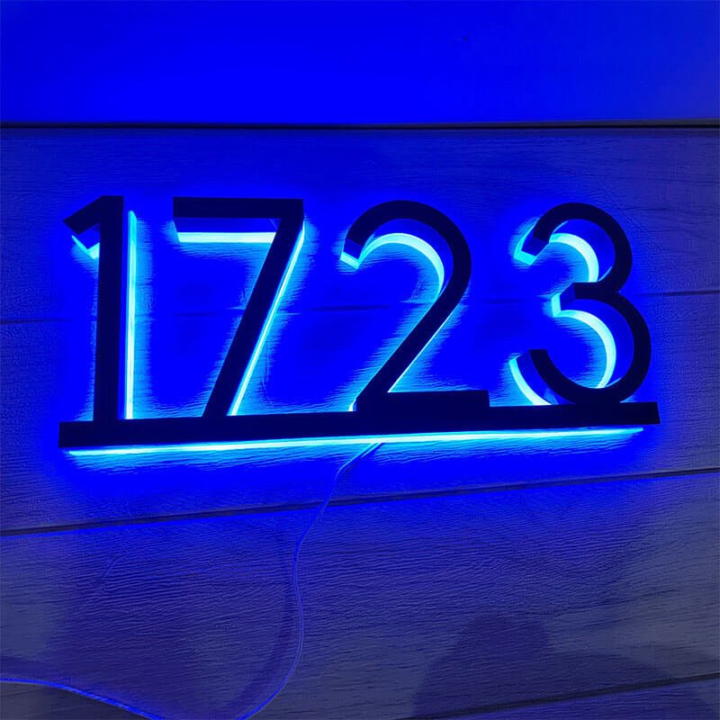 Multi-color backlit address plaque modern