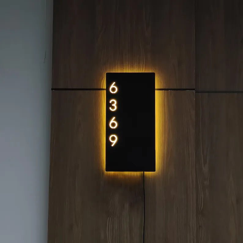 Personalised LED illuminated house number signs and Address Numbers Solar House Sign