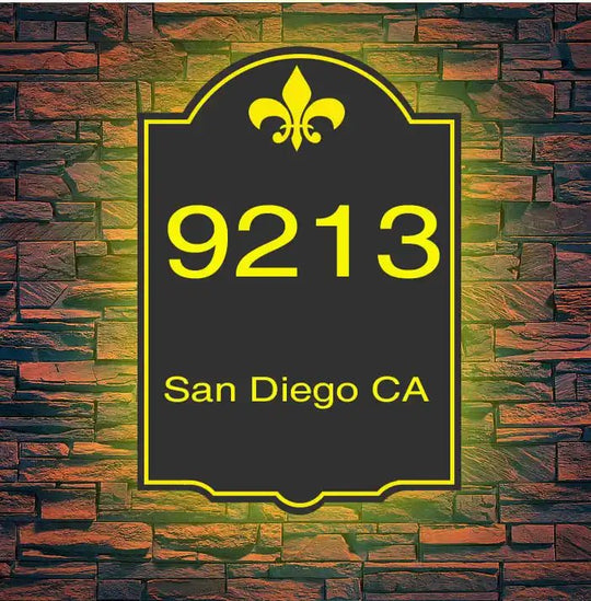 led house number signs Custom Fabricated metal Address Plaque signs with LED Lighted Illumination
