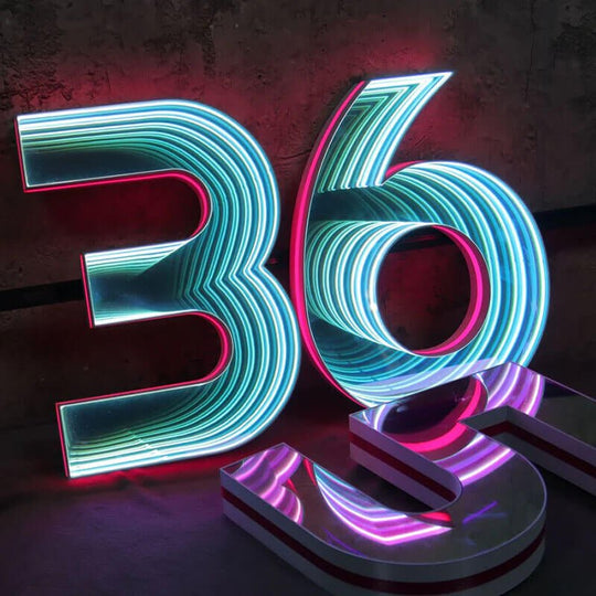 Personalized infinity mirror LED sign for wedding decor