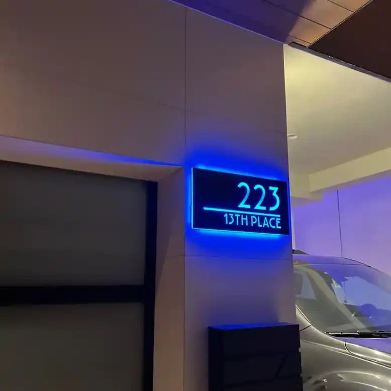 gold house numbers and letters LED backlit house address numbers