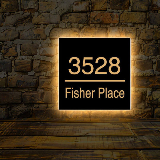 Solar Powered Address Sign Waterproof RGB Color Changing Remote Control Lighted Modern Address Plaque 20+ fonts