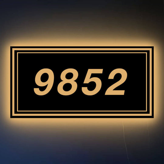 Solar powered illuminated house number plaque backlit numbers address sign