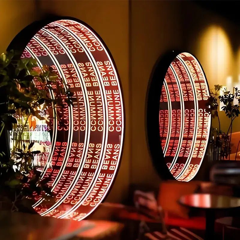 Unique infinity mirror light box sign for photography backdrops