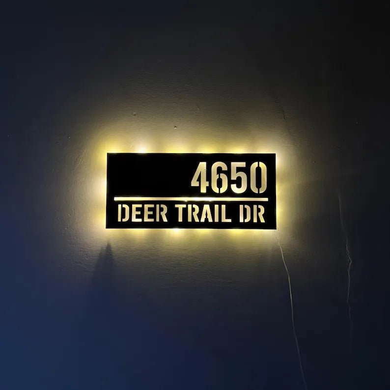 Weatherproof illuminated address sign Led Illuminated Solar Address Sign