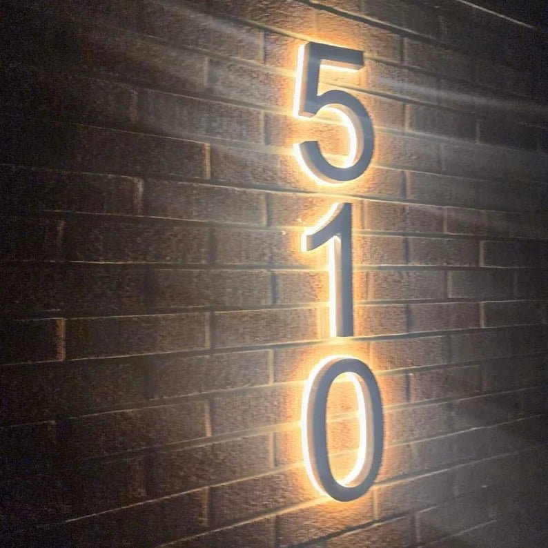 Outdoor backlit house number plates