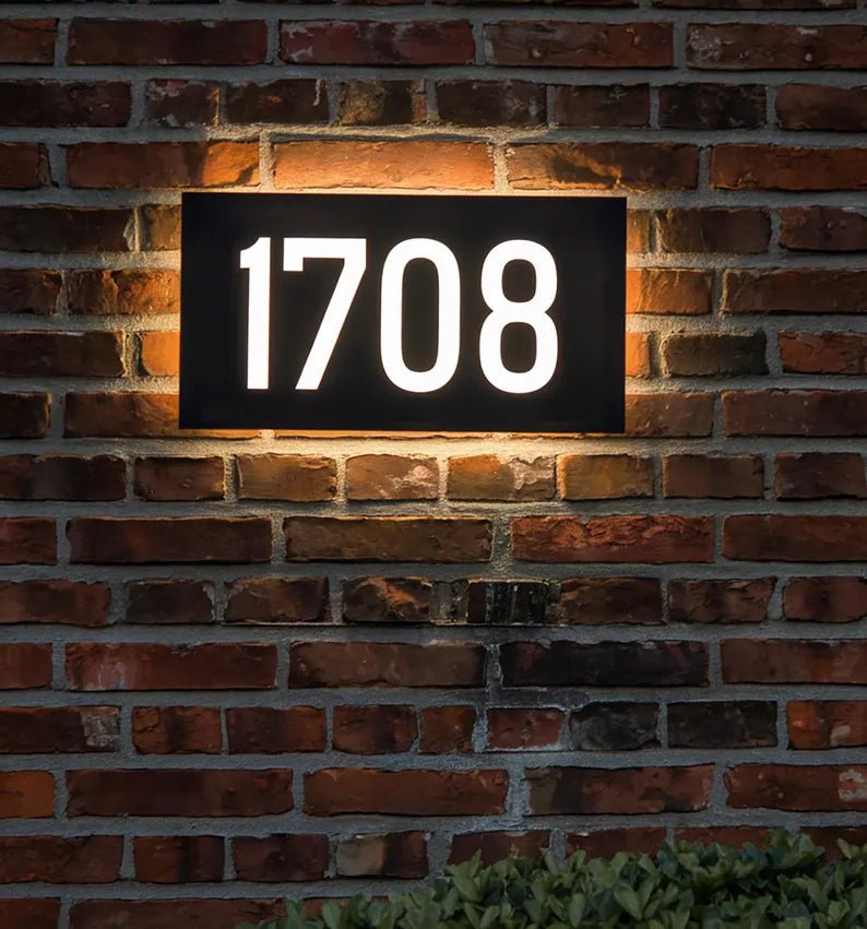 house number signs Outdoor solar powered house number plaque with LED lights