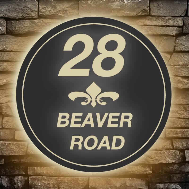 illuminated low voltage LED modern house number signs and plaques