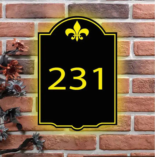 backlit house numbers solar Lighted Address Plaque Outdoor Waterproof