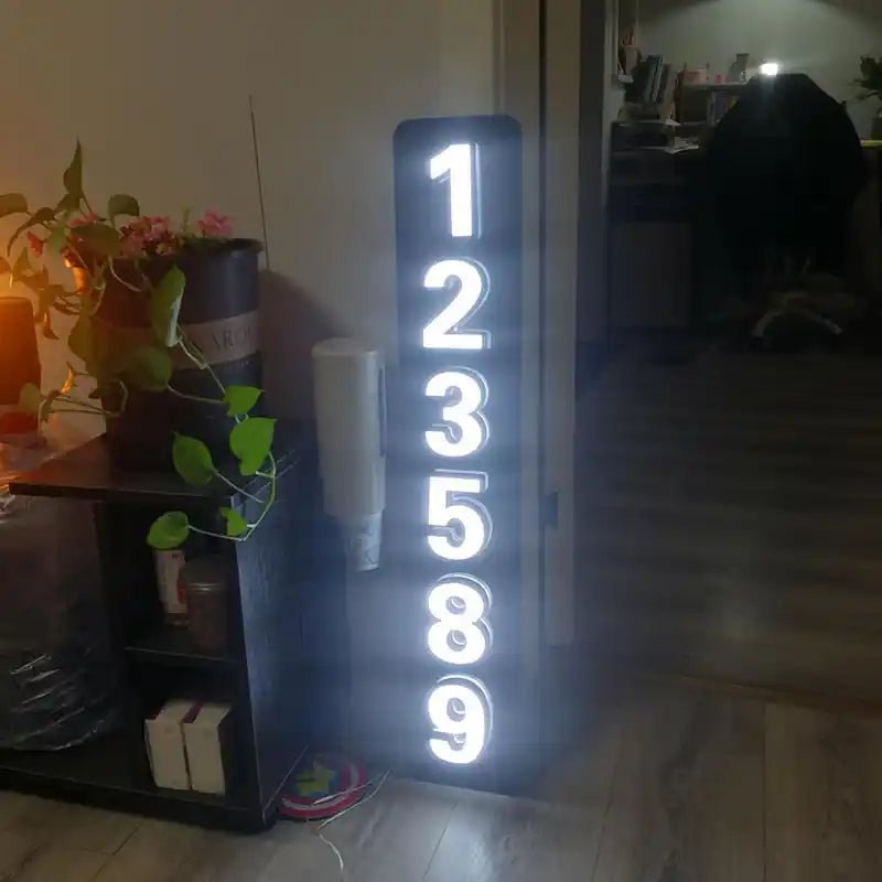 USB Rechargeable LED Address Sign – Acrylic Illuminated House Number Plaque With Warm/White Light, Weatherproof