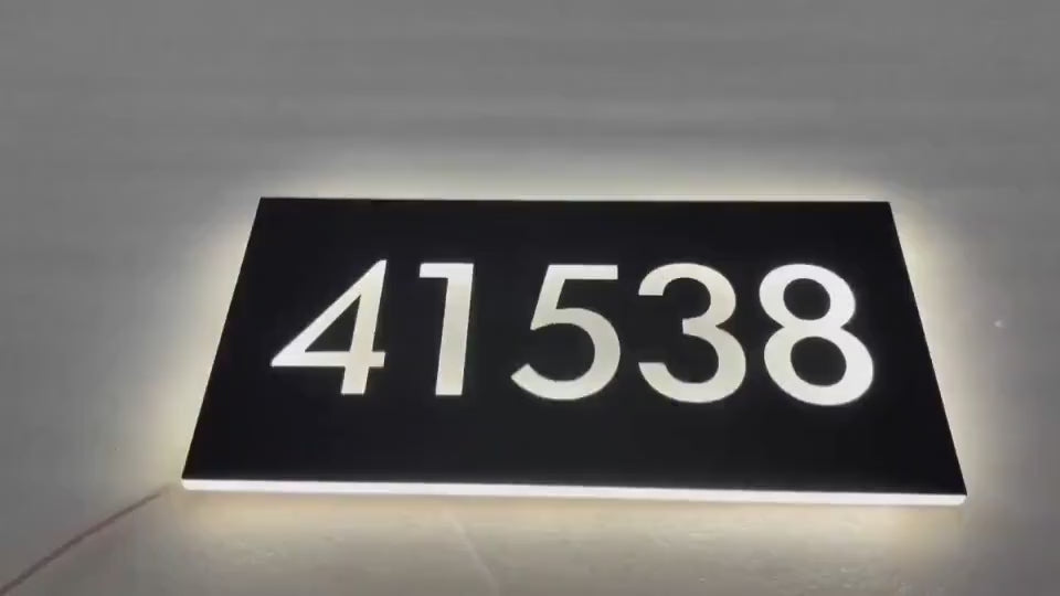 Illuminated house numbers Metal Address Plaque Signs Lighted