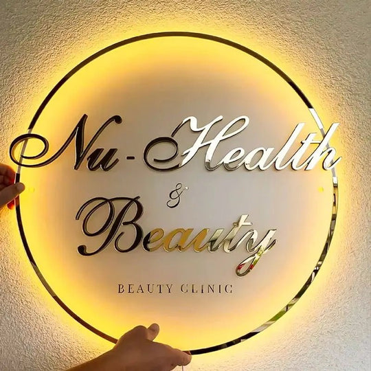 salon reception acrylic light boxes that enhance beauty service branding